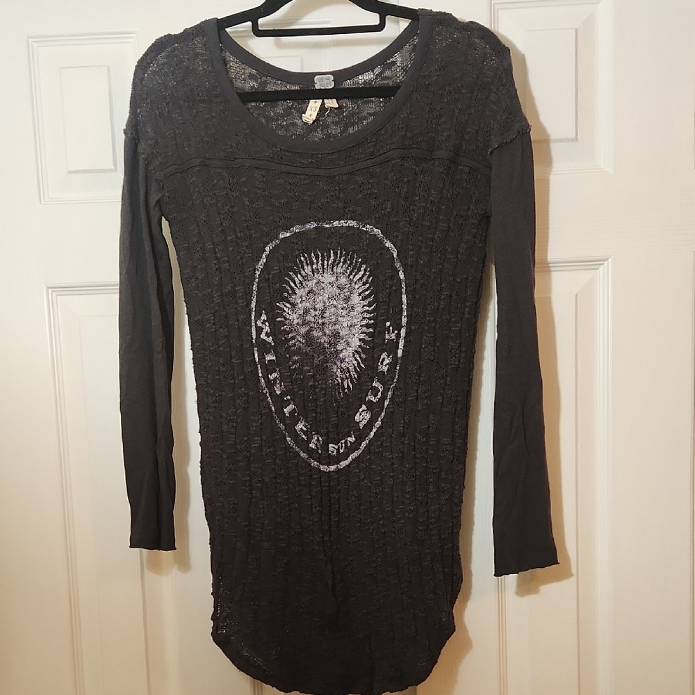 We The Free Black Graphic Knitted Shirt